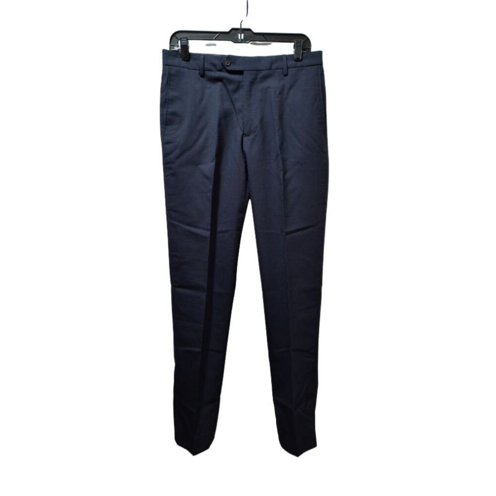 Lands' End Wool Dress Pants Men's 32x32 Navy Blue Tailored Fit Lightweight